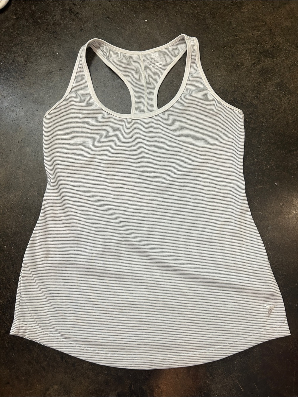 Old Navy Women's Striped Racerback Athletic Tank - Light Gray & White